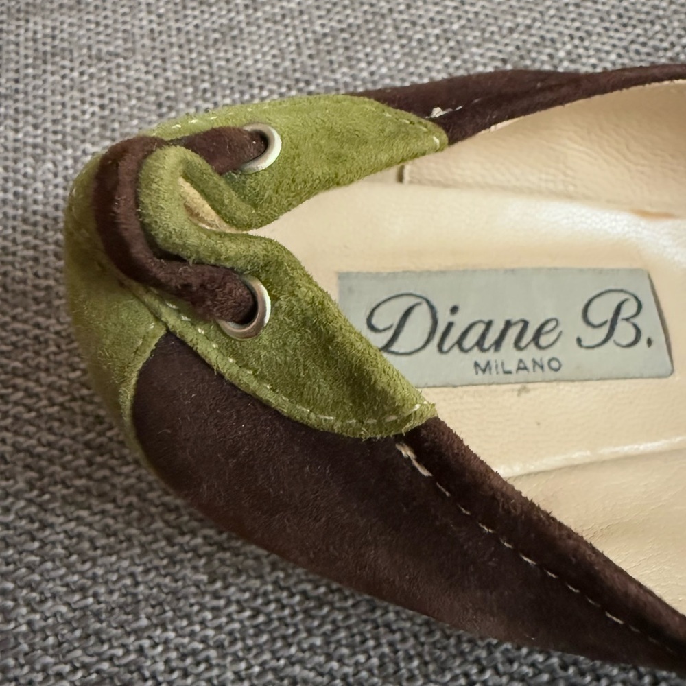 Women’s Diane B Milano Suede Green Brown Shoes Vintage Italy 38.5 Used - Picture 12 of 15